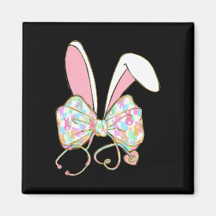 Easter Nurse Coquette Bow Stethoscope Bunny Scrub Magnet