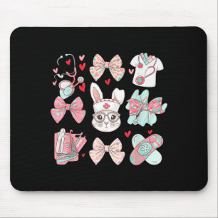 Easter nurse coquette bunny stethoscope bow rabbit mouse pad