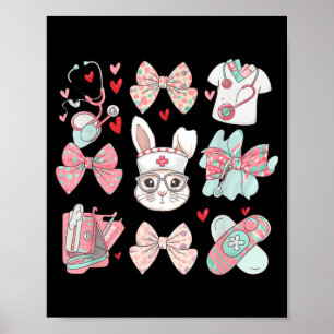 Easter Nurse Coquette Bunny Stethoscope Bow Rabbit Poster