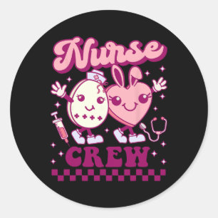 Easter Nurse Crew Peds Groovy Nicu Nurse Bunny Egg Classic Round Sticker