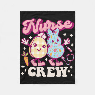 Easter Nurse Crew Peds Groovy Nicu Nurse Bunny Egg Fleece Blanket