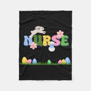 Easter Nurse Easter Eggs Flower Holiday For Nurses Fleece Blanket