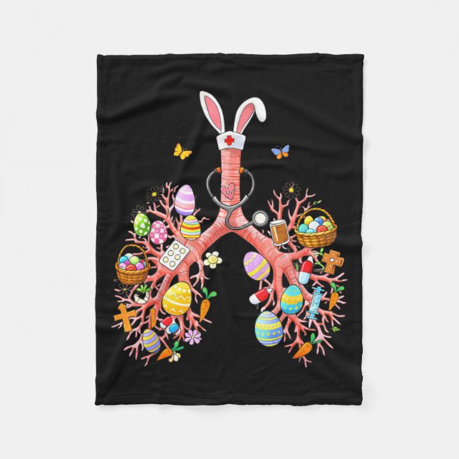 Easter Nurse Lung Squad RT Respiratory Therapist Fleece Blanket (Front)