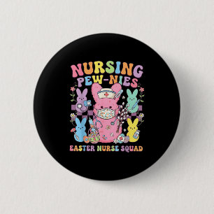 Easter nurse retro bunny nursing squad cute spring 6 cm round badge
