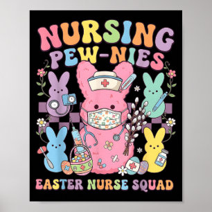 Easter Nurse Retro Bunny Nursing Squad Tee Cute Poster