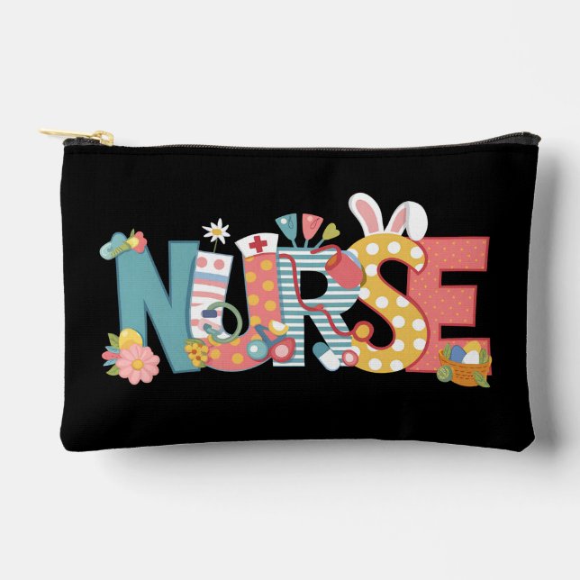 Easter Nurse Stethoscope Bunny Rabbit Eggs Accessory Pouch (Front)