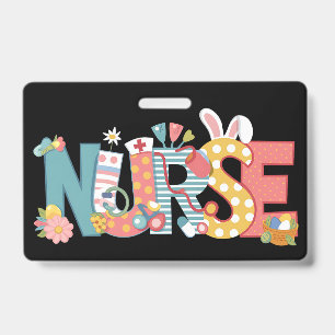 Easter Nurse Stethoscope Bunny Rabbit Eggs ID Badge
