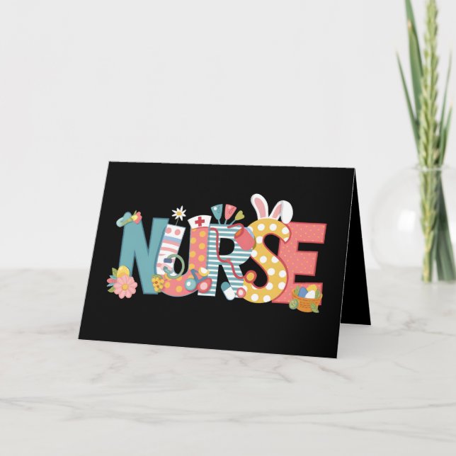 Easter Nurse Stethoscope Bunny Rabbit Eggs Thank You Card (Front)