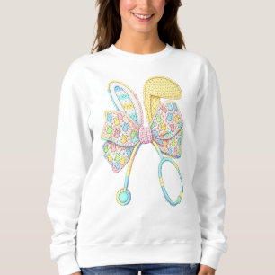 Easter Nurse Yarn Crochet Bunny Ears Sweatshirt
