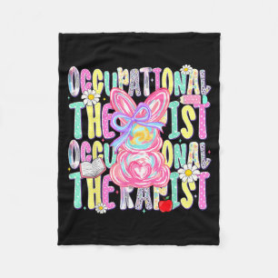 Easter Occupational Therapist Cute Colourful Sprin Fleece Blanket