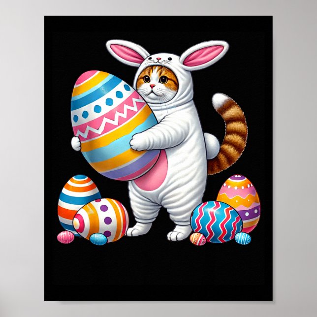 Easter orange cat bunny ears funny costume kidsEas Poster (Front)