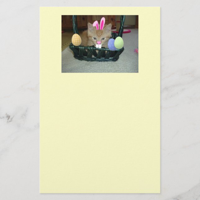 Easter Orange Tabby Kitten Stationery (Front)