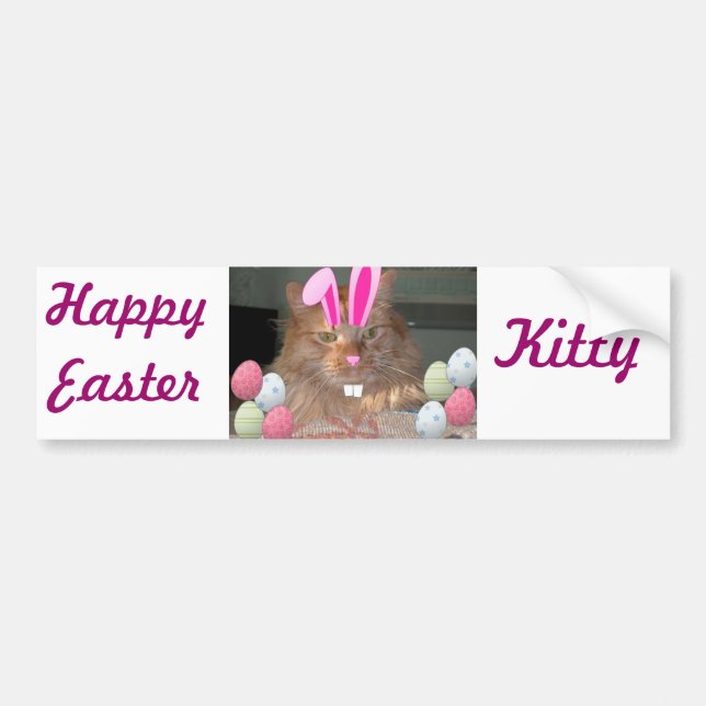 Easter Orange Tabby Kitty Cat Bumper Sticker (Front)