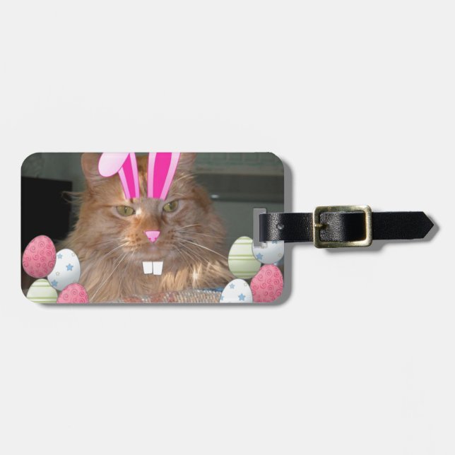 Easter Orange Tabby Kitty Cat Luggage Tag (Front Horizontal)