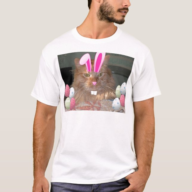 Easter Orange Tabby Kitty Cat T-Shirt (Front)