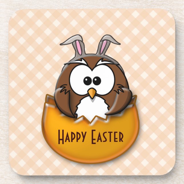 Easter owl - orange coaster (Front)
