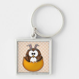 Easter owl - orange key ring