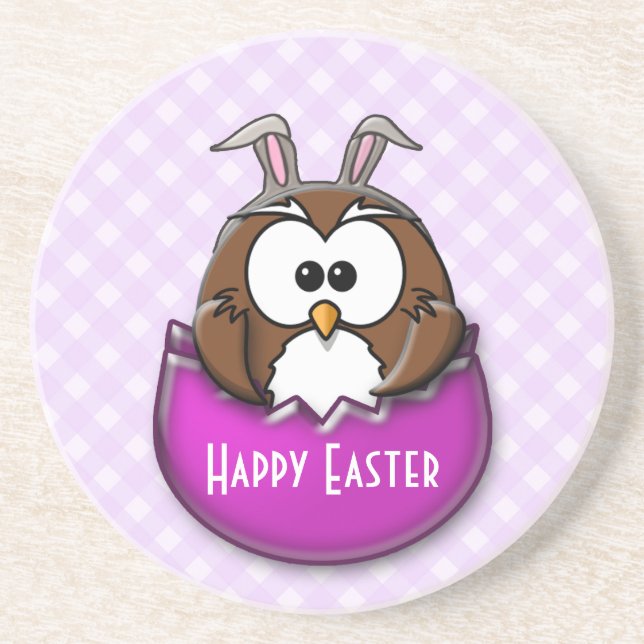 Easter owl - pink coaster (Front)