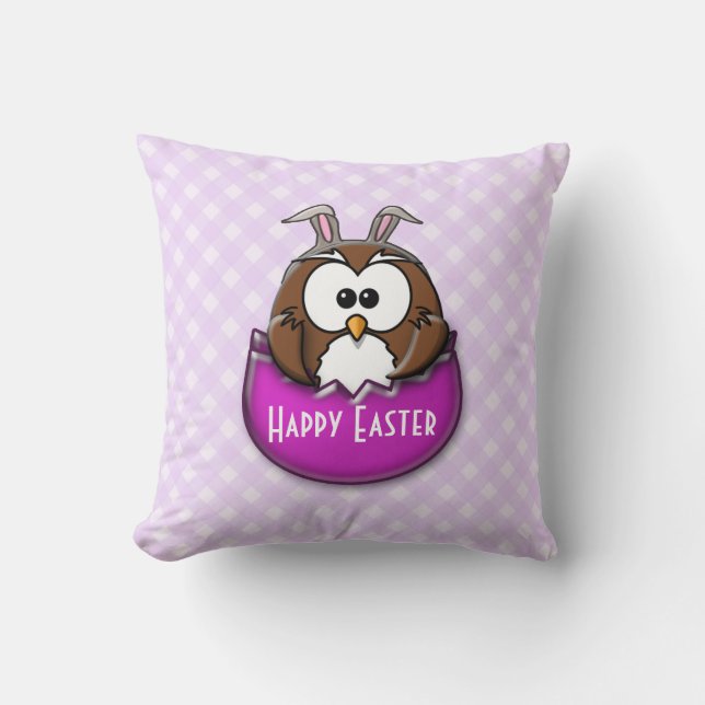 Easter owl - pink cushion (Front)