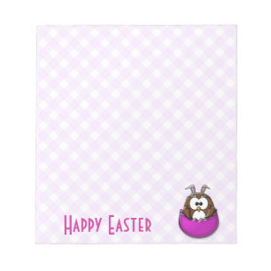 Easter owl - pink notepad