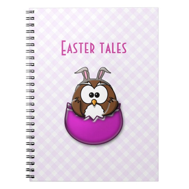 Easter owl - pink spiral notebook (Front)