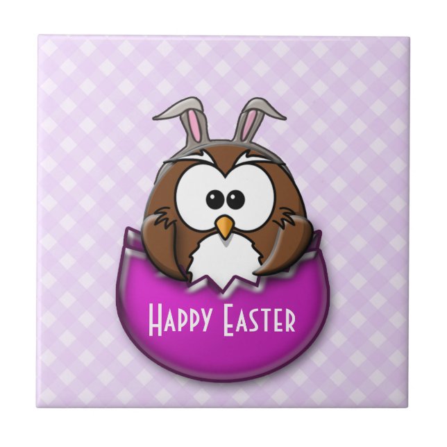 Easter owl - pink tile (Front)