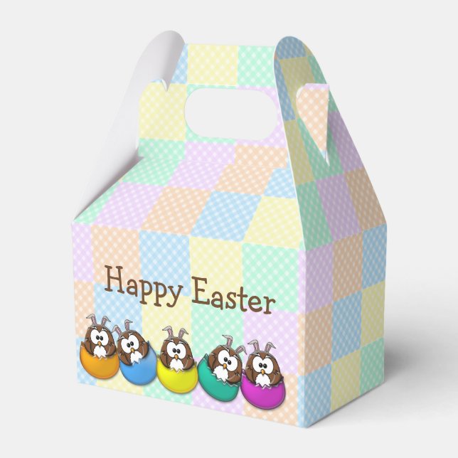 Easter owl - rainbow favour box (Front Side)