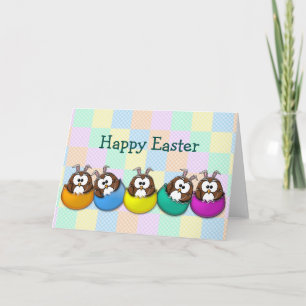 Easter owl - rainbow holiday card