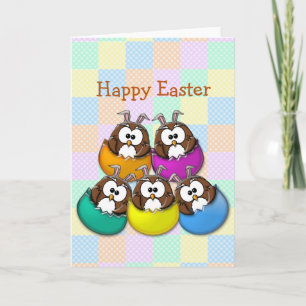 Easter owl - rainbow holiday card