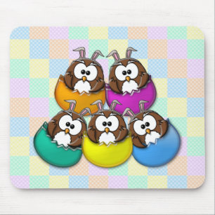 Easter owl - rainbow mouse pad