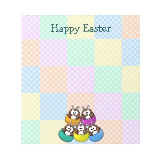 Easter owl - rainbow notepad (Front)