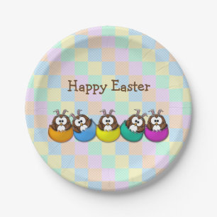 Easter owl - rainbow paper plate
