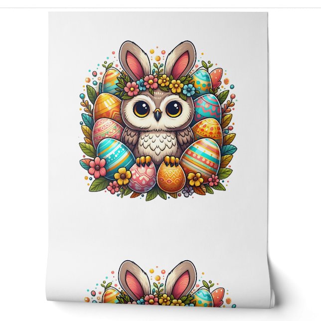 Easter owl with bunny ears   wallpaper (Unrolling)