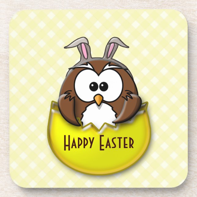 Easter owl - yellow coaster (Front)
