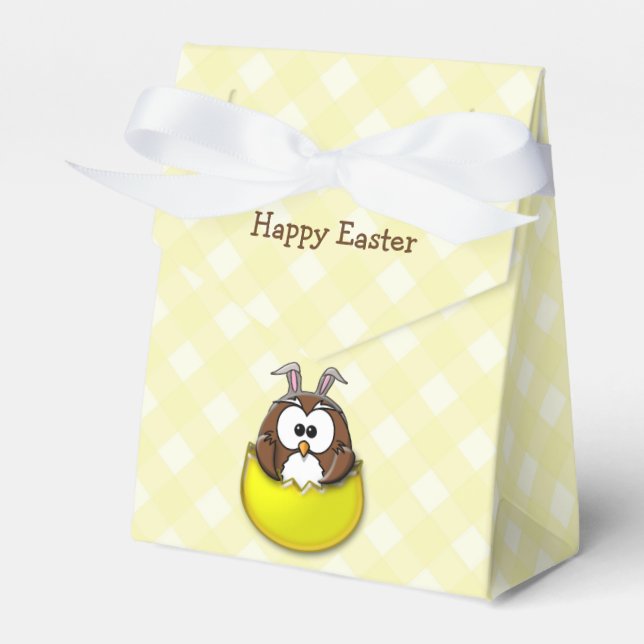Easter owl - yellow favour box (Front Side)