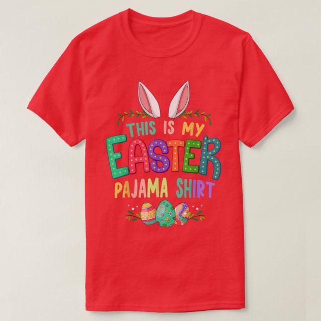 Easter Pajama Bunny Easter Eggs Mens Womens Girls  T-Shirt (Design Front)