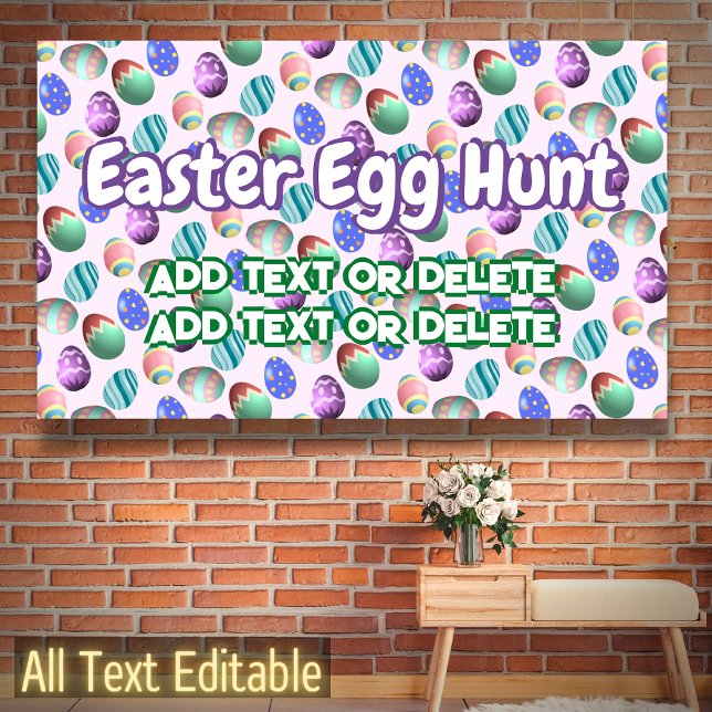 Easter Party Egg Hunt Colourful Easter Eggs Pink Banner (Creator Uploaded)