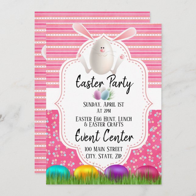 Easter Party Invitation Card (Front/Back)
