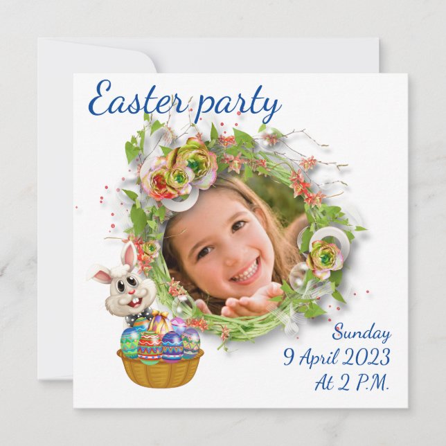 Easter party. Photo of your baby.  Invitation (Front)