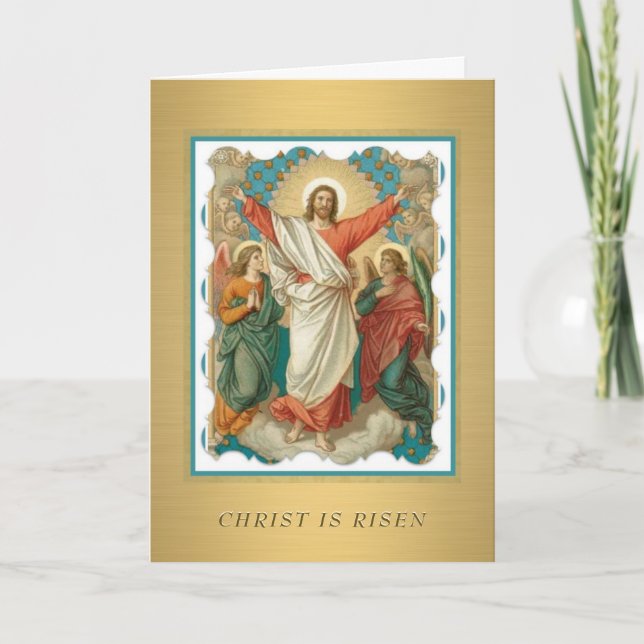 Easter Paschal Prayer Christ is Risen Holiday Card (Front)