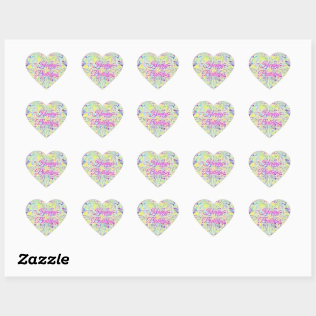 Easter Pastel Abstract Heart Stickers - Birthday (Sheet)