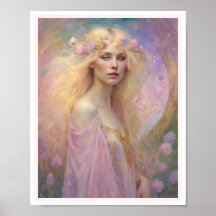 Easter Pastel Art Deco Woman Blonde Hair Roses