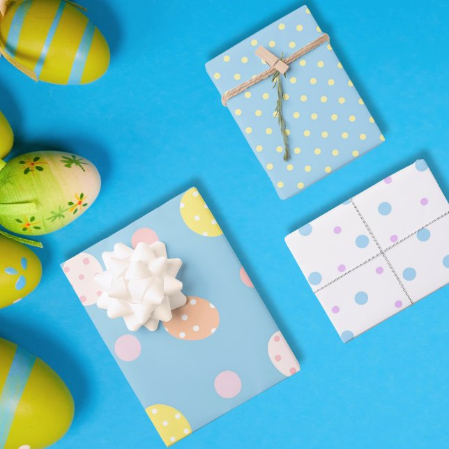 Easter Pastel Blue Minimalist Polka Dot Wrapping Paper Sheet (Easter Pastel Blue Minimalist Polka Dot Wrapping Paper Sheets)