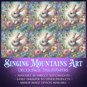 Easter Pastel Butterflies Bunny Decoupage Tissue Paper