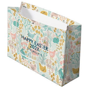 Easter pastel colours symbols seamless pattern large gift bag
