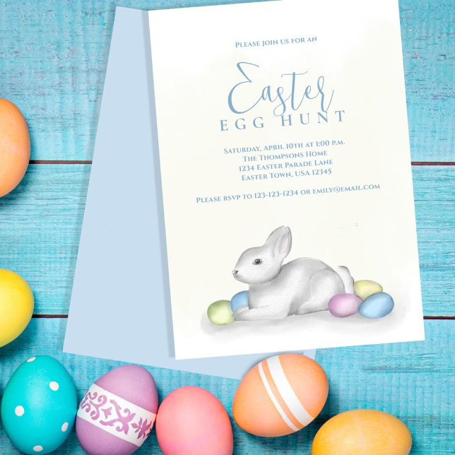 Easter Pastel Egg Hunt Watercolor  Holiday Card (Easter egg hunt watercolor pastel springtime invitation.)