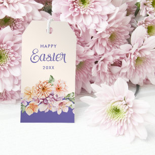 Easter Pastel Peach Floral Customizable Gift Tags