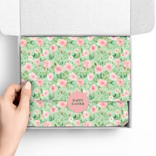 Easter Pastel Pink & Green Florals Tissue Paper