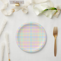 Easter Pastel Plaid Party Paper Plates