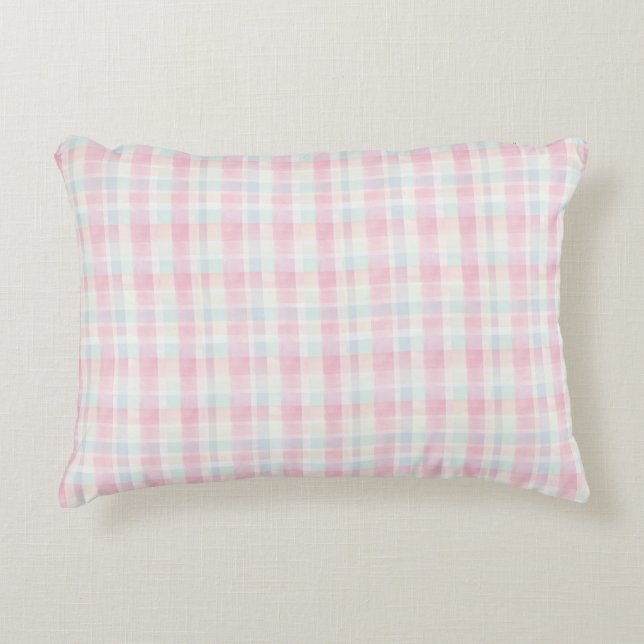 Easter Pastel Plaid Seamless Fabric – Cute  Decorative Cushion (Front)
